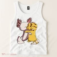 Cute Kawaii Leopard Gecko Hugging Axolotl Funny Tank Top thumb 2