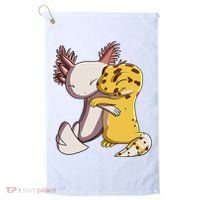Cute Kawaii Leopard Gecko Hugging Axolotl Funny Golf Towel thumb 0