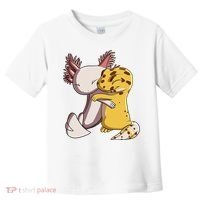 Cute Kawaii Leopard Gecko Hugging Axolotl Funny Toddler T-Shirt thumb 0