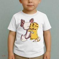 Cute Kawaii Leopard Gecko Hugging Axolotl Funny Toddler T-Shirt thumb 2