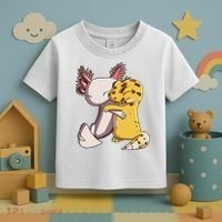 Cute Kawaii Leopard Gecko Hugging Axolotl Funny Toddler T-Shirt thumb 3