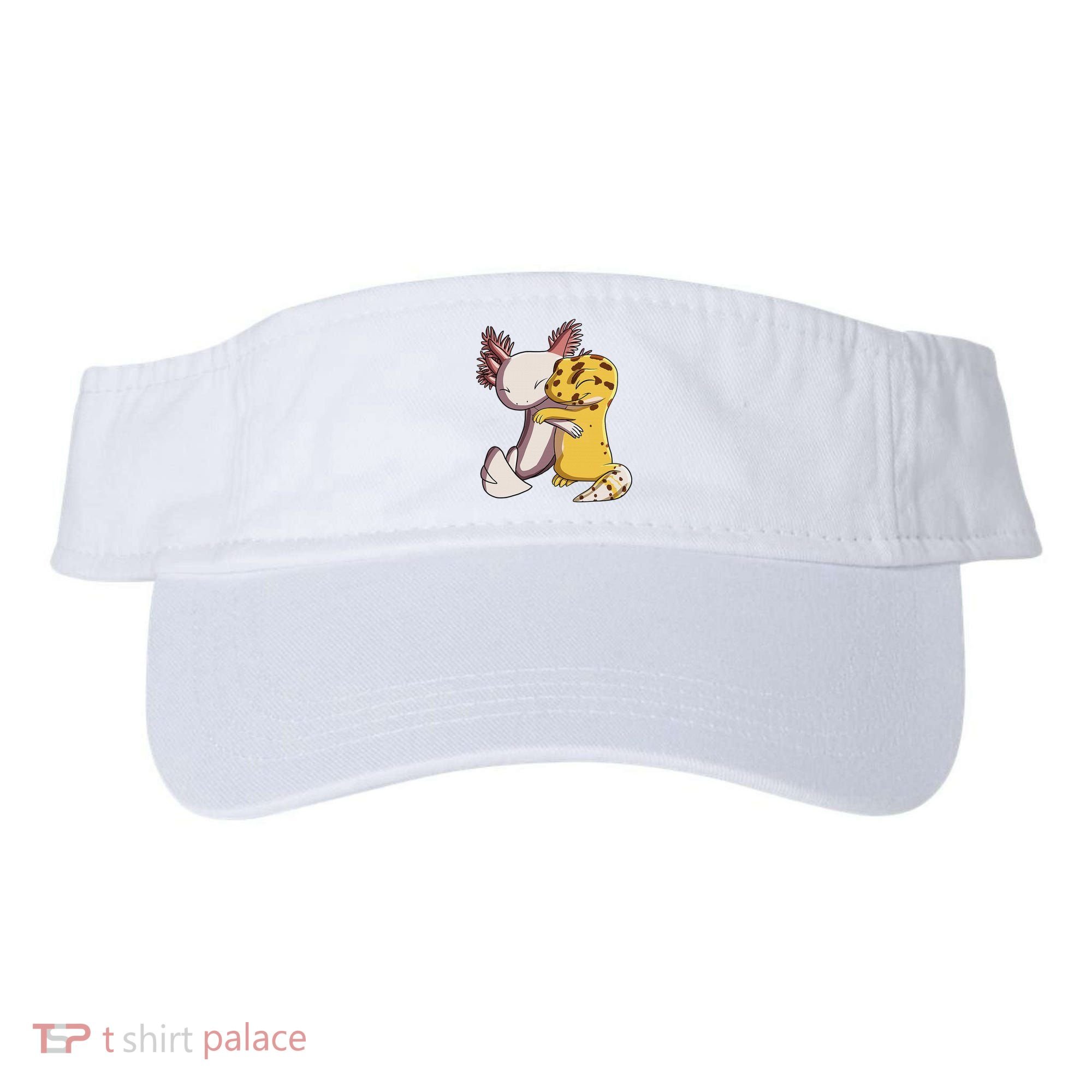 Cute Kawaii Leopard Gecko Hugging Axolotl Funny Visor