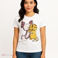 Cute Kawaii Leopard Gecko Hugging Axolotl Funny Women's T-Shirt thumb 4