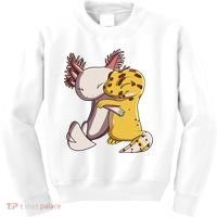 Cute Kawaii Leopard Gecko Hugging Axolotl Funny Kids Sweatshirt thumb 0