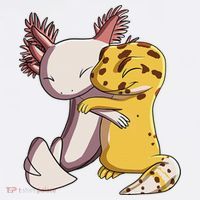 Cute Kawaii Leopard Gecko Hugging Axolotl Funny Kids Sweatshirt thumb 2