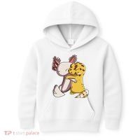 Cute Kawaii Leopard Gecko Hugging Axolotl Funny Kids Hoodie thumb 0