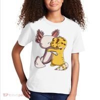 Cute Kawaii Leopard Gecko Hugging Axolotl Funny Kids T-Shirt thumb 2