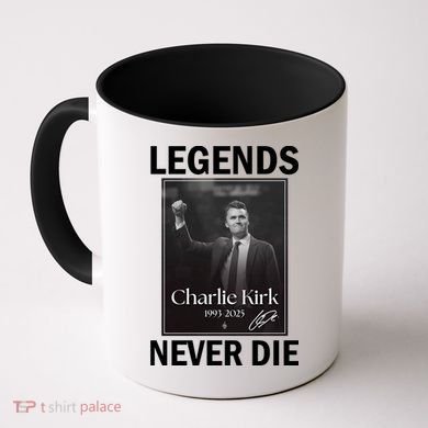 Charlie Kirk Legends Never Die Signature Coffee Mug