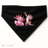 Cute Kawaii Leopard Gecko Dabbing Axolotl Friends USA-Made Doggie Bandana thumb 0