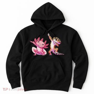 Cute Kawaii Leopard Gecko Dabbing Axolotl Friends Hoodie