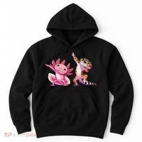 Cute Kawaii Leopard Gecko Dabbing Axolotl Friends Hoodie thumb 0