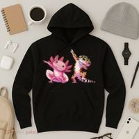 Cute Kawaii Leopard Gecko Dabbing Axolotl Friends Hoodie thumb 3