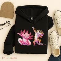 Cute Kawaii Leopard Gecko Dabbing Axolotl Friends Hoodie thumb 4