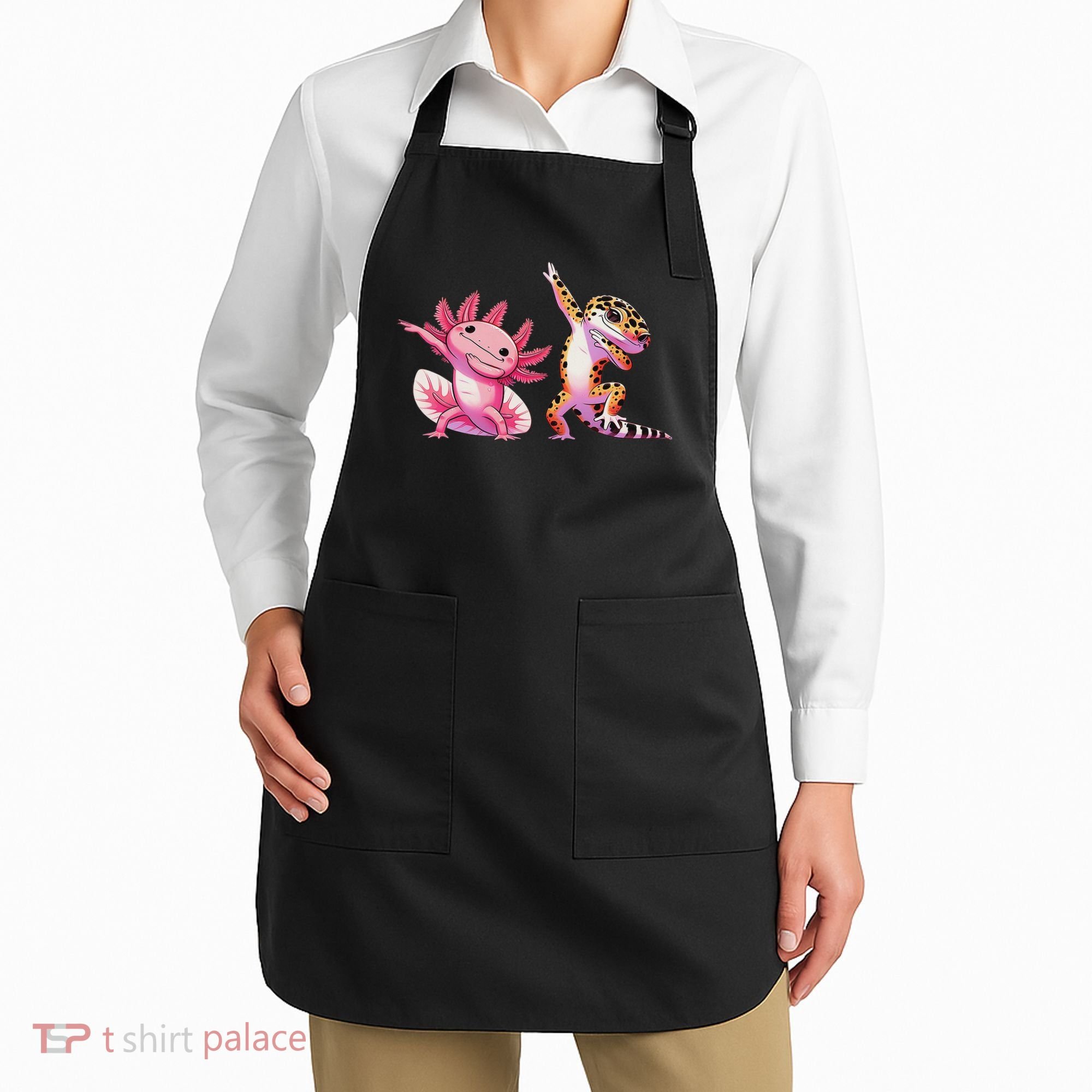 Cute Kawaii Leopard Gecko Dabbing Axolotl Friends Apron