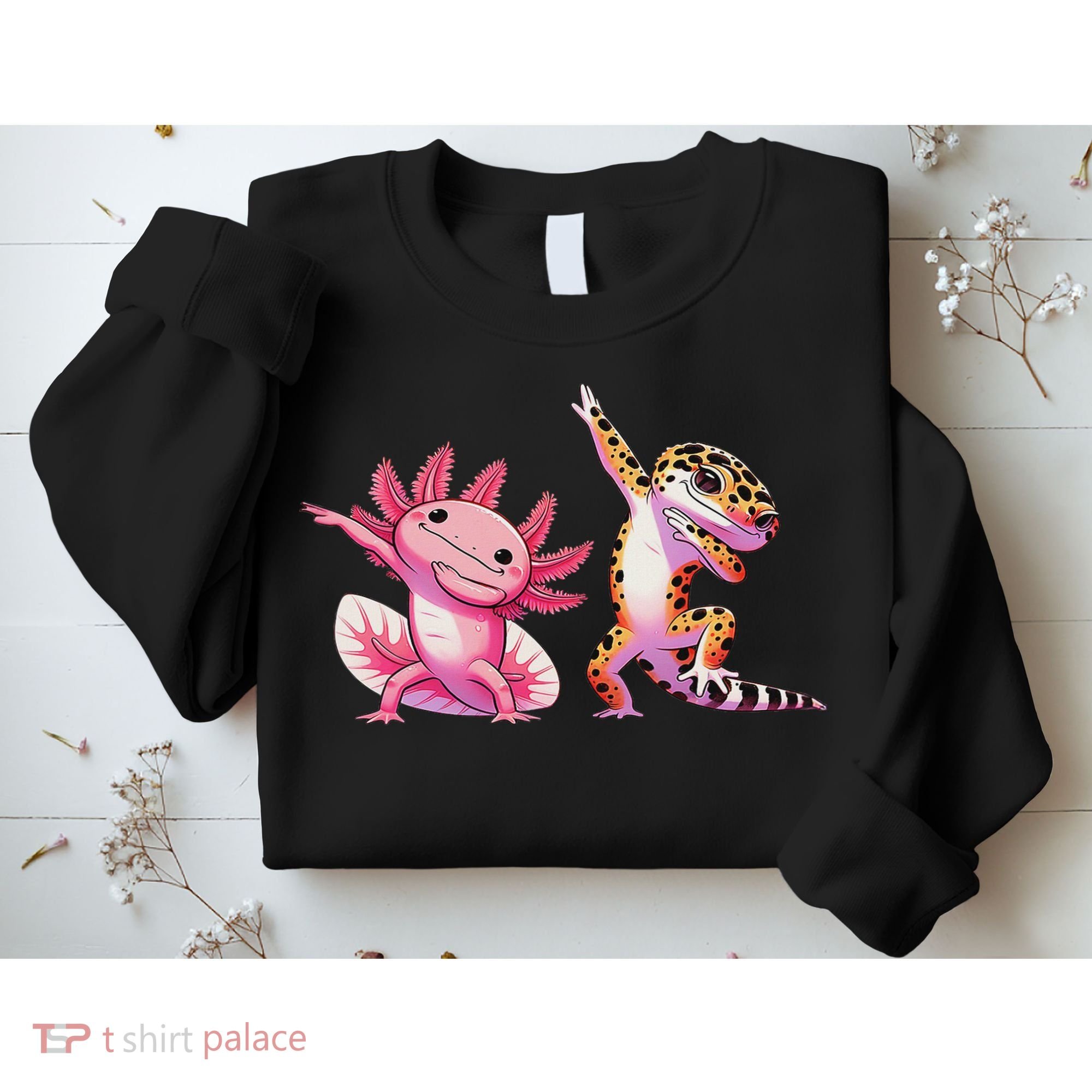 Cute Kawaii Leopard Gecko Dabbing Axolotl Friends Sweatshirt