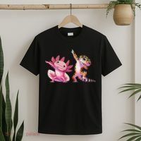 Cute Kawaii Leopard Gecko Dabbing Axolotl Friends T-Shirt thumb 2