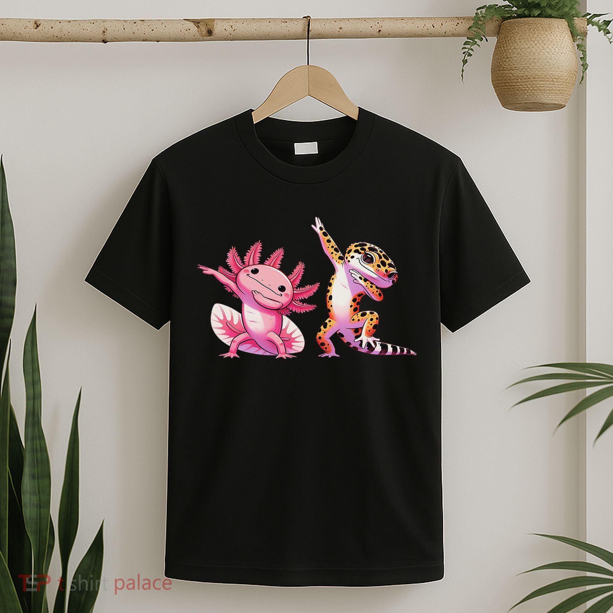 Cute Kawaii Leopard Gecko Dabbing Axolotl Friends T-Shirt