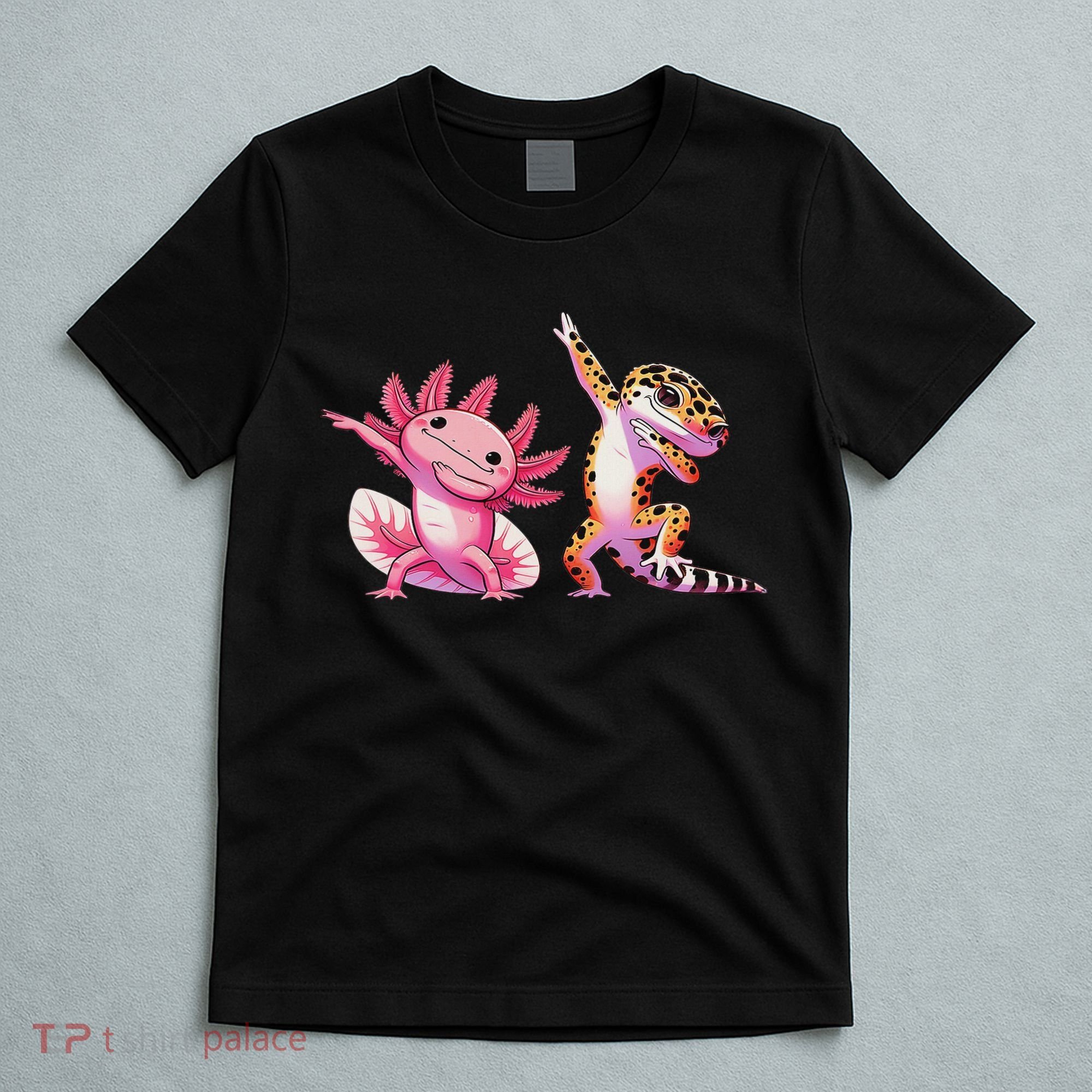 Cute Kawaii Leopard Gecko Dabbing Axolotl Friends T-Shirt