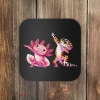 Cute Kawaii Leopard Gecko Dabbing Axolotl Friends Coaster thumb 0