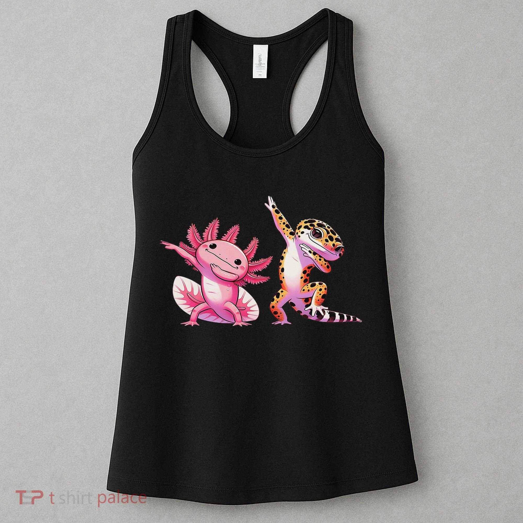 Cute Kawaii Leopard Gecko Dabbing Axolotl Friends Women's Tank Top