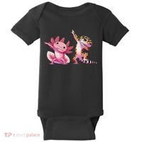 Cute Kawaii Leopard Gecko Dabbing Axolotl Friends Baby Bodysuit thumb 0