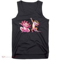 Cute Kawaii Leopard Gecko Dabbing Axolotl Friends Tank Top thumb 0