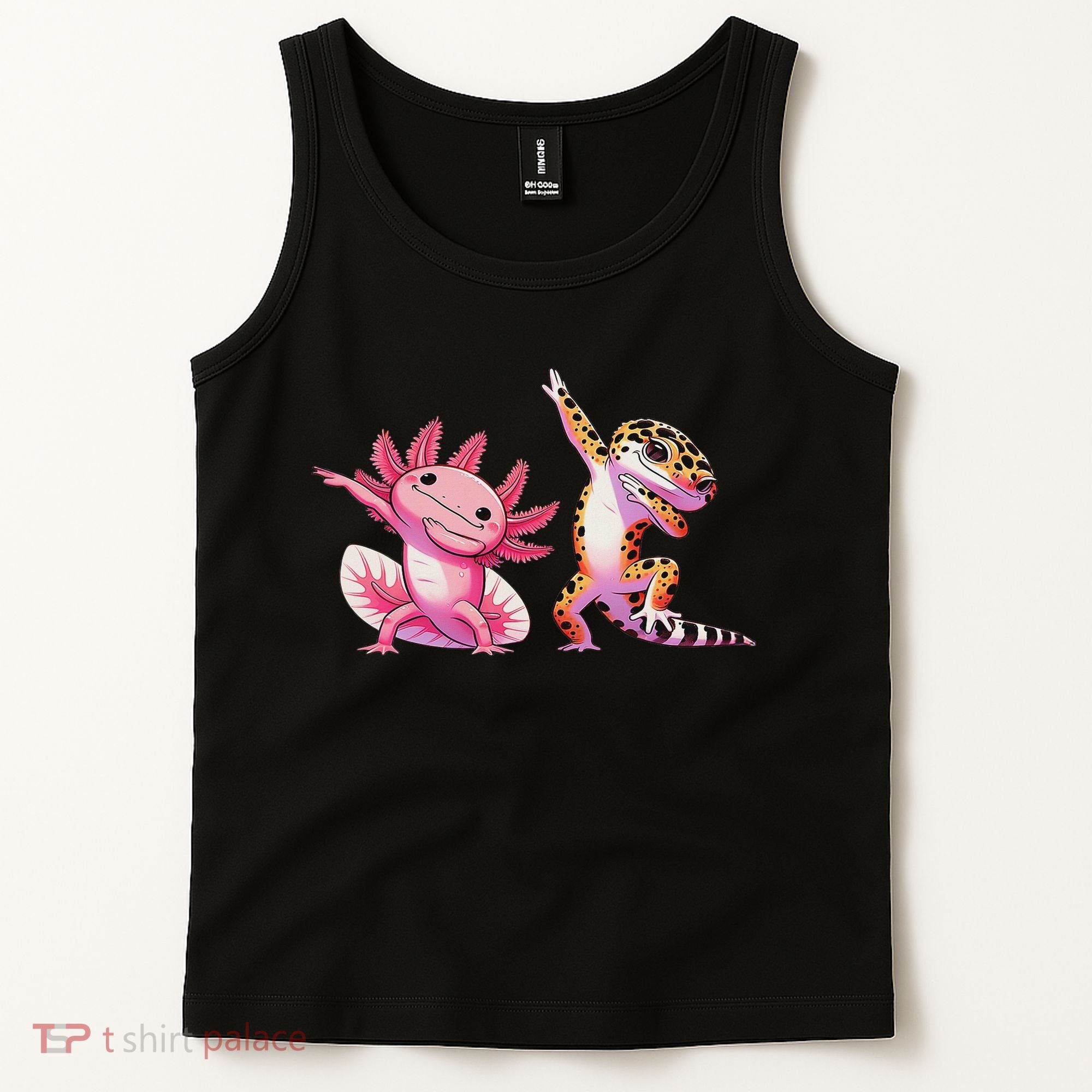 Cute Kawaii Leopard Gecko Dabbing Axolotl Friends Tank Top
