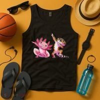 Cute Kawaii Leopard Gecko Dabbing Axolotl Friends Tank Top thumb 4