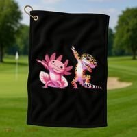 Cute Kawaii Leopard Gecko Dabbing Axolotl Friends Golf Towel thumb 1