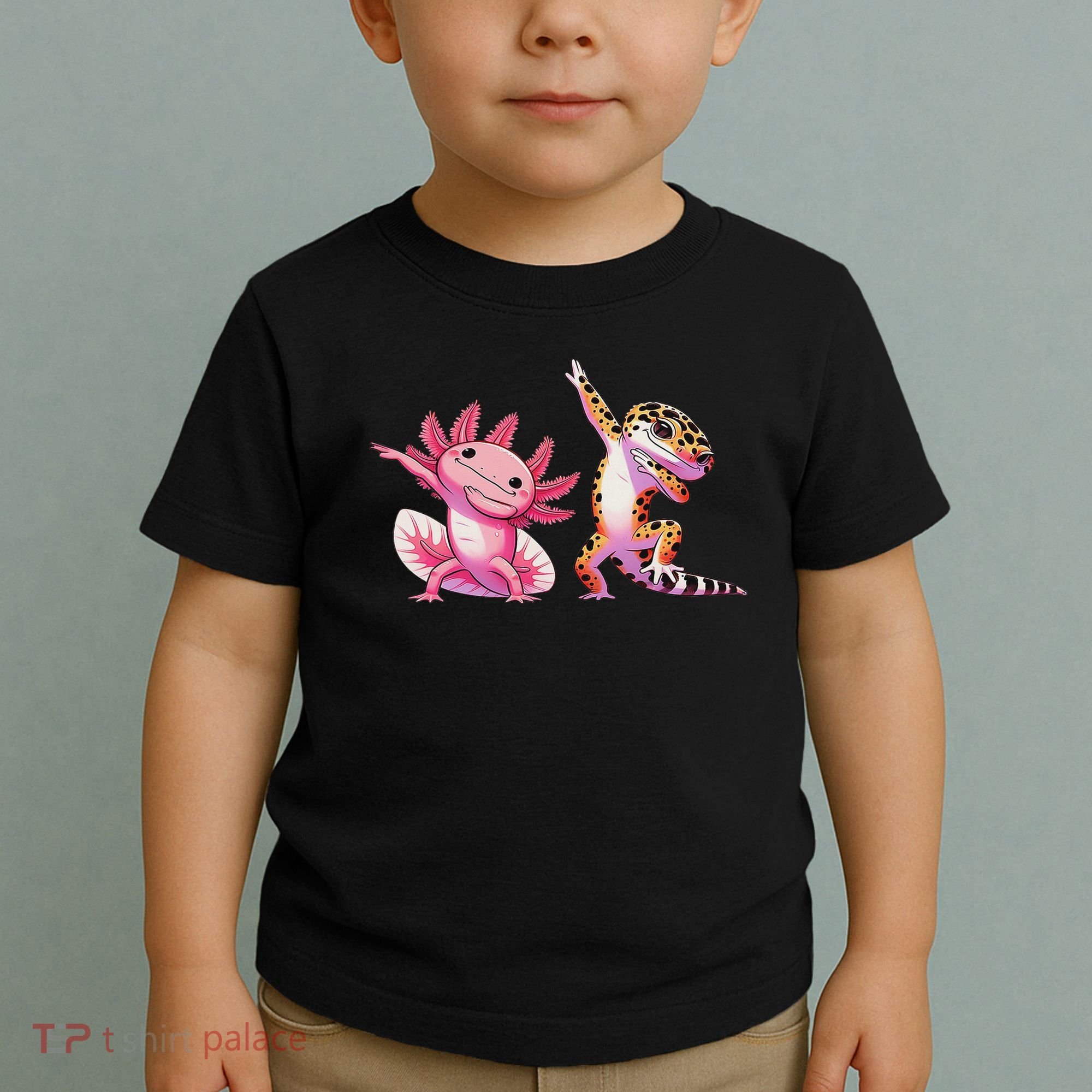 Cute Kawaii Leopard Gecko Dabbing Axolotl Friends Toddler T-Shirt