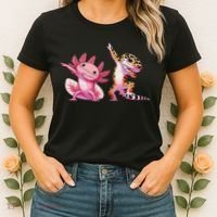 Cute Kawaii Leopard Gecko Dabbing Axolotl Friends Women's T-Shirt thumb 2
