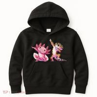 Cute Kawaii Leopard Gecko Dabbing Axolotl Friends Kids Hoodie thumb 0