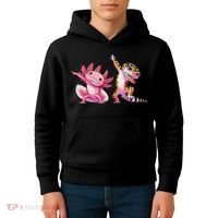 Cute Kawaii Leopard Gecko Dabbing Axolotl Friends Kids Hoodie thumb 4