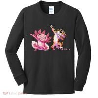 Cute Kawaii Leopard Gecko Dabbing Axolotl Friends Kids Long Sleeve Shirt thumb 0