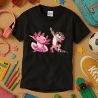 Cute Kawaii Leopard Gecko Dabbing Axolotl Friends Kids T-Shirt thumb 3