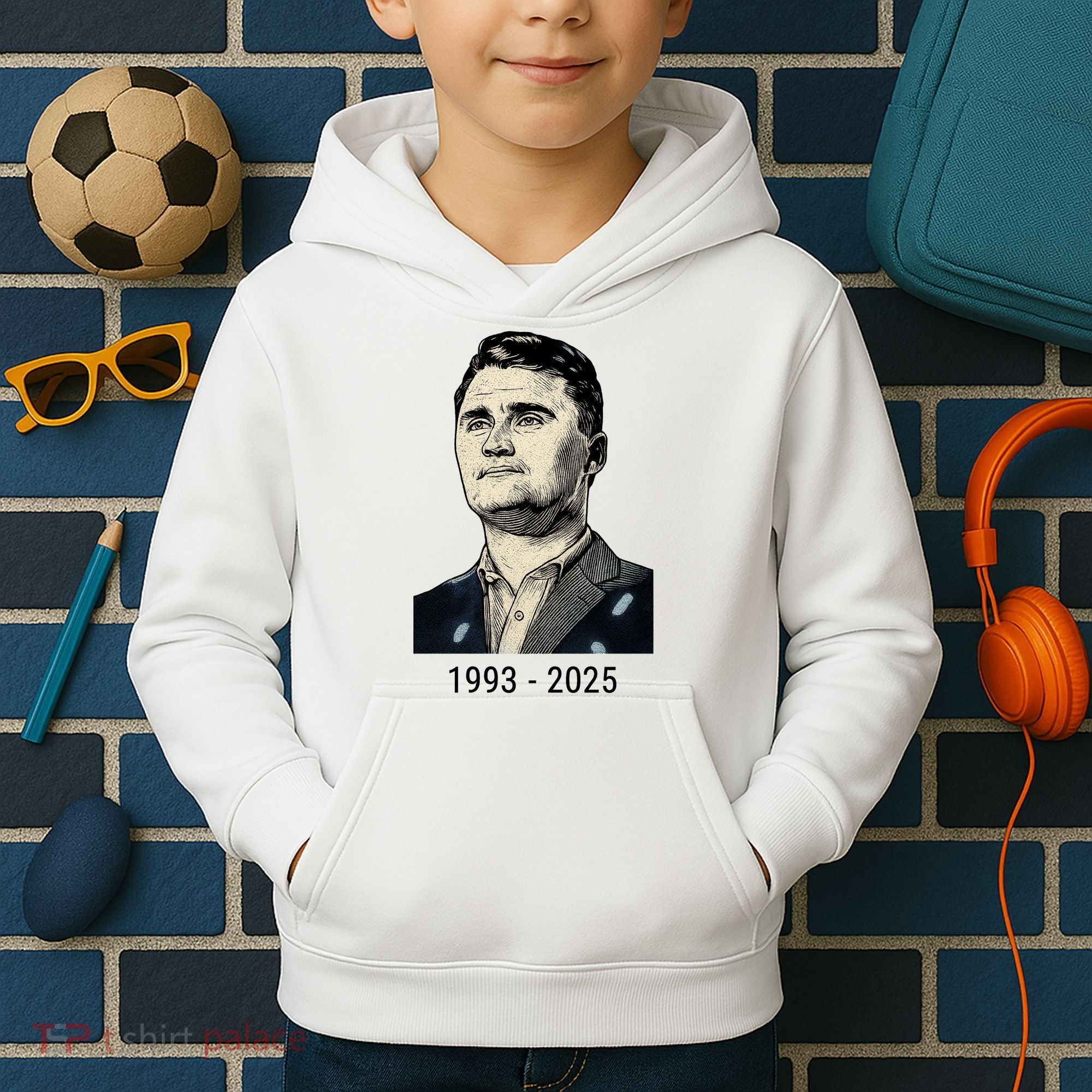 Charlie Kirk Memorial 1993-2025 Rest In Peace RIP Kids Hoodie