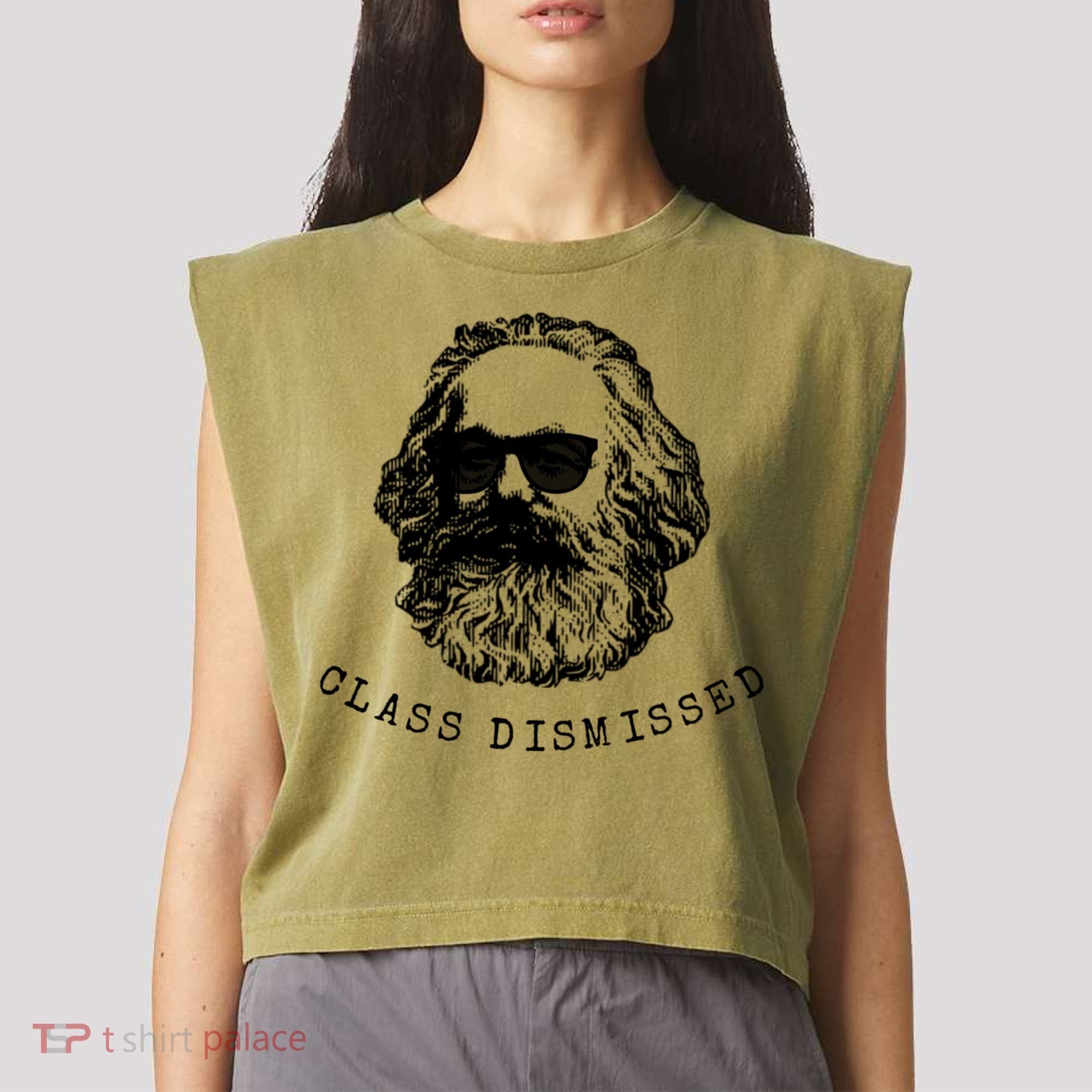 Cool Karl Marx Funny Socialism Class Dismissed Garment-Dyed Women's Muscle Tee