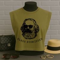 Cool Karl Marx Funny Socialism Class Dismissed Garment-Dyed Women's Muscle Tee thumb 3