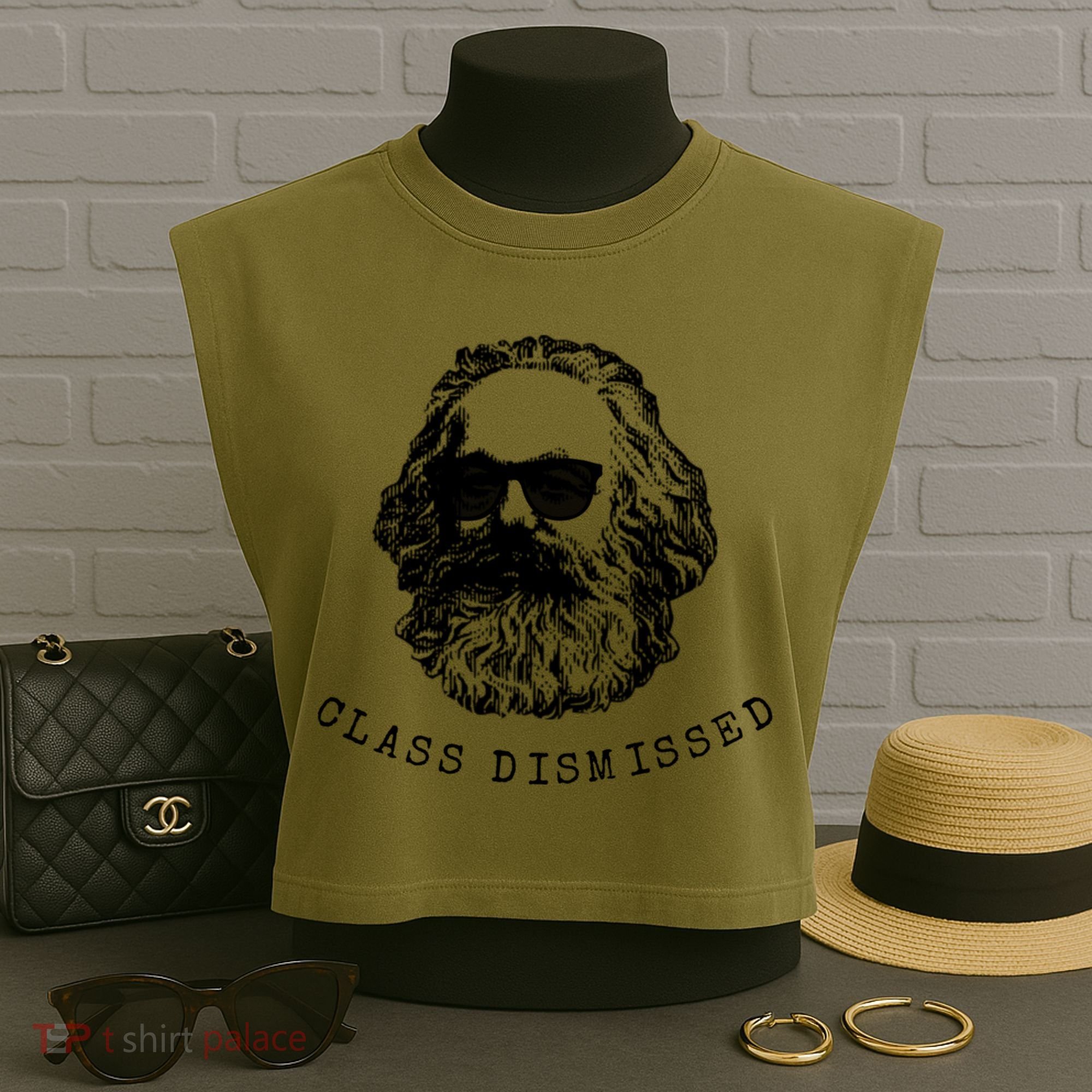 Cool Karl Marx Funny Socialism Class Dismissed Garment-Dyed Women's Muscle Tee