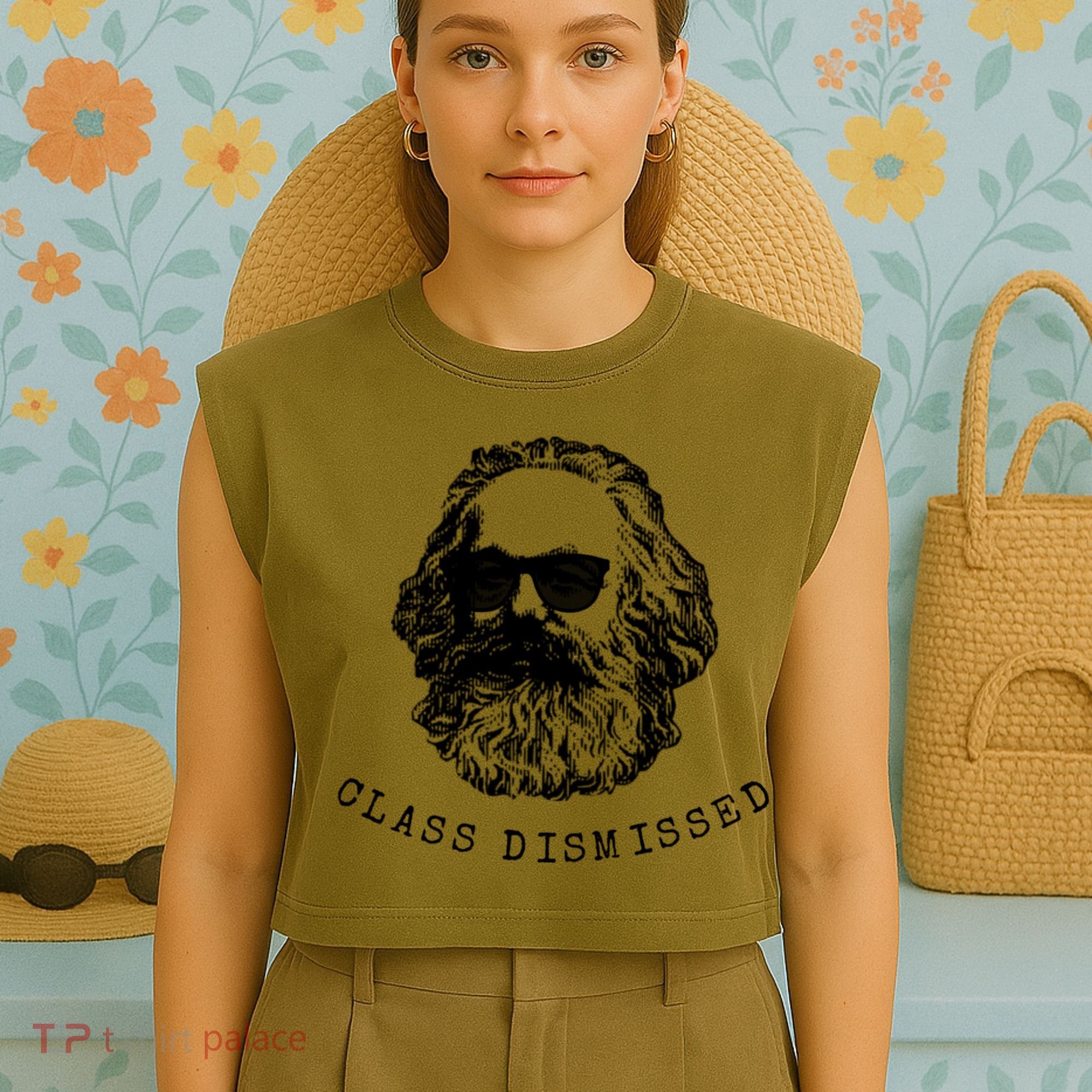 Cool Karl Marx Funny Socialism Class Dismissed Garment-Dyed Women's Muscle Tee