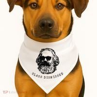 Cool Karl Marx Funny Socialism Class Dismissed USA-Made Doggie Bandana thumb 1