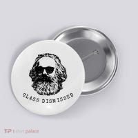 Cool Karl Marx Funny Socialism Class Dismissed Button thumb 0