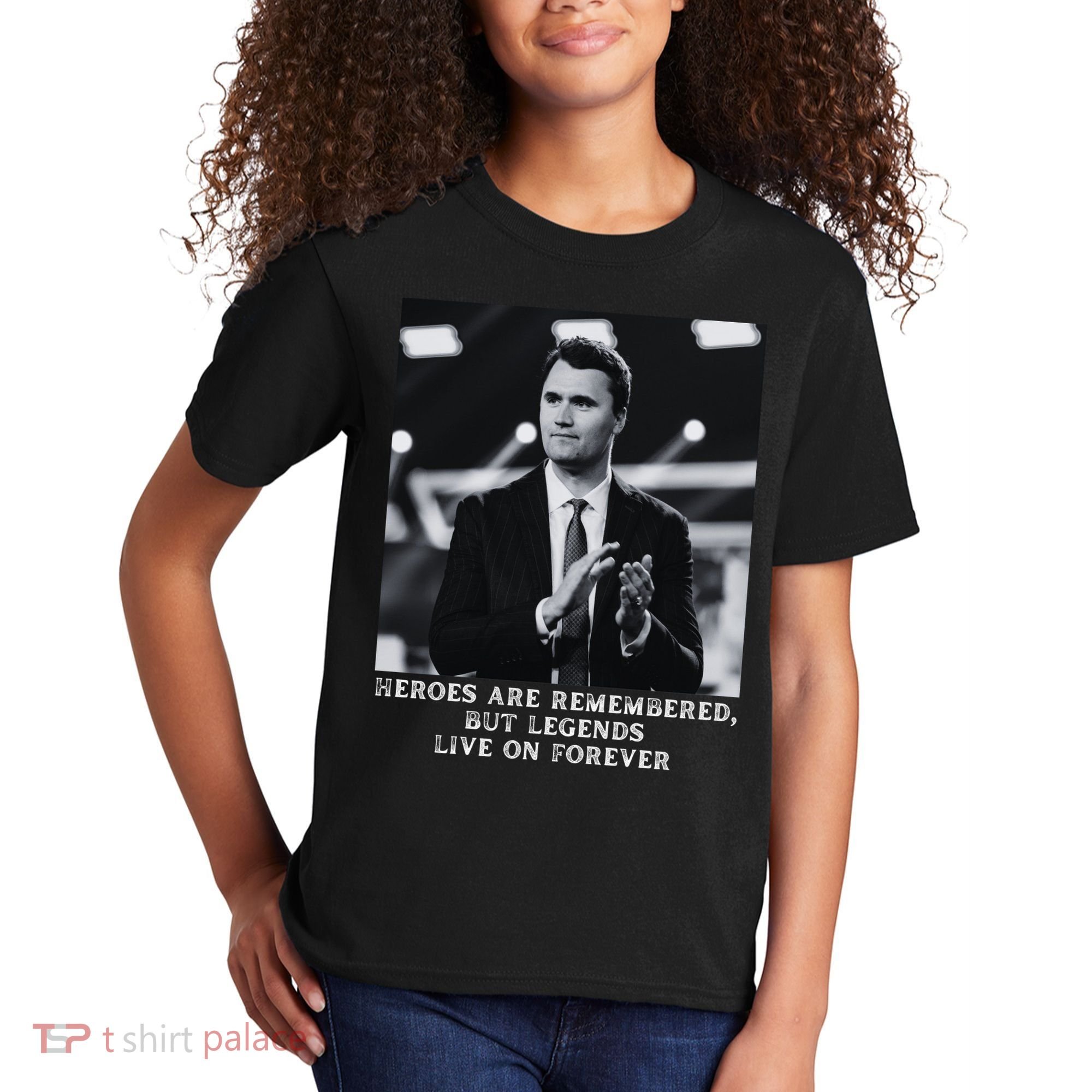 Charlie Kirk Memorial Heroes Are Remembered Kids T-Shirt