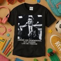 Charlie Kirk Memorial Heroes Are Remembered Kids T-Shirt thumb 3
