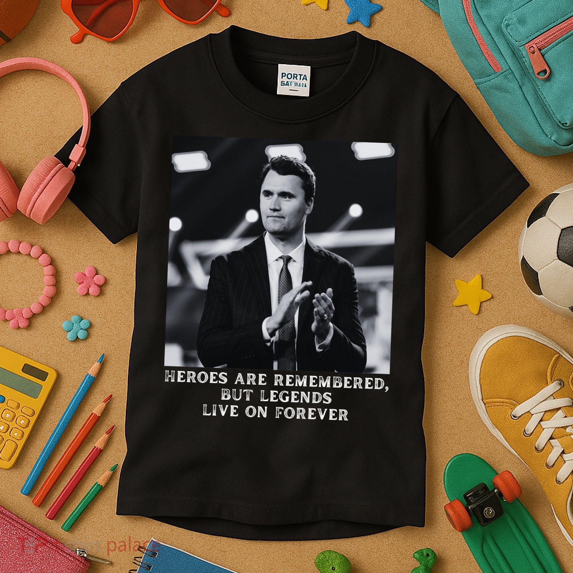 Charlie Kirk Memorial Heroes Are Remembered Kids T-Shirt