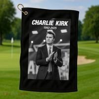 Charlie Kirk Memorial Rest In Peace Golf Towel thumb 1