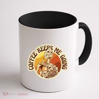Coffee Keeps Me Going Skeleton Retro Sunset Coffee Mug thumb 1