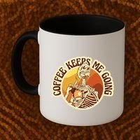 Coffee Keeps Me Going Skeleton Retro Sunset Coffee Mug thumb 2