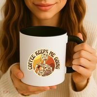 Coffee Keeps Me Going Skeleton Retro Sunset Coffee Mug thumb 3