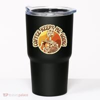 Coffee Keeps Me Going Skeleton Retro Sunset Tumbler thumb 0
